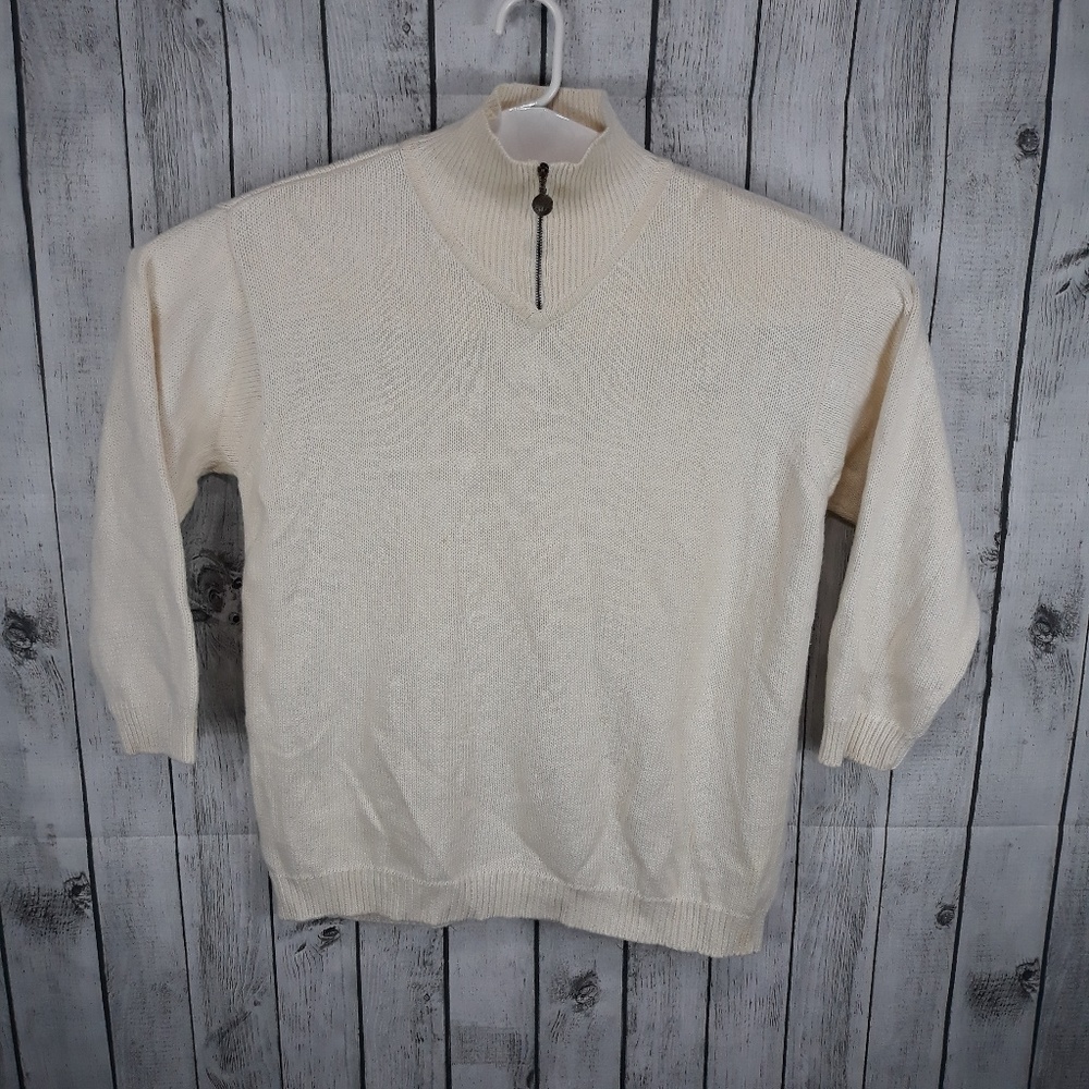 Liz Claiborne Cream 1/4 Zip Knit Sweater